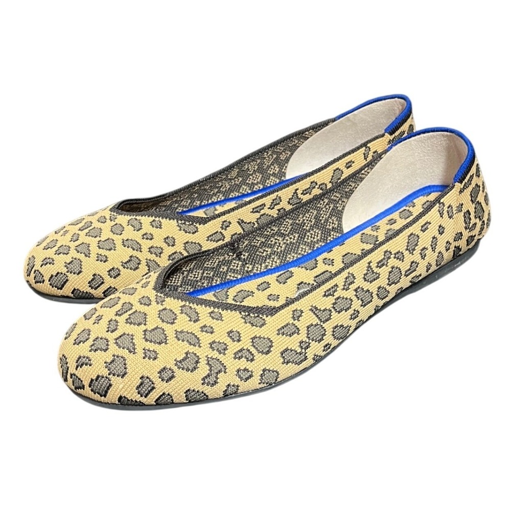 Rothy's Leopard Cheetah Print Ballet Round Toe Flats Womens Sz 8.5 Stretch‎